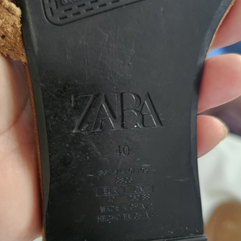Zara Tan Braided Sandals Slip-On Style USED ONCE . - Picture 6 of 8